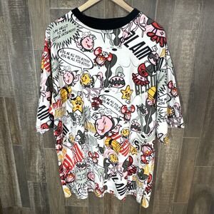 Raw Blue XL Graphic T-Shirt Say Hello Comic All‎ Over Print